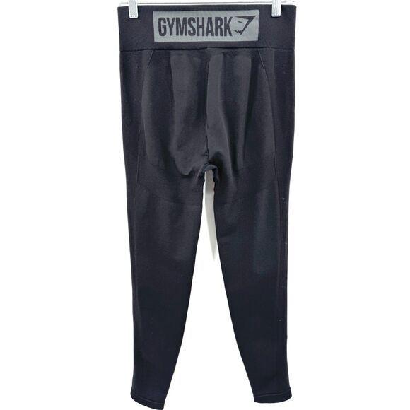 GYMSHARK Black Gray High Rise Logo Leggings Size Large L - Picture 5 of 8